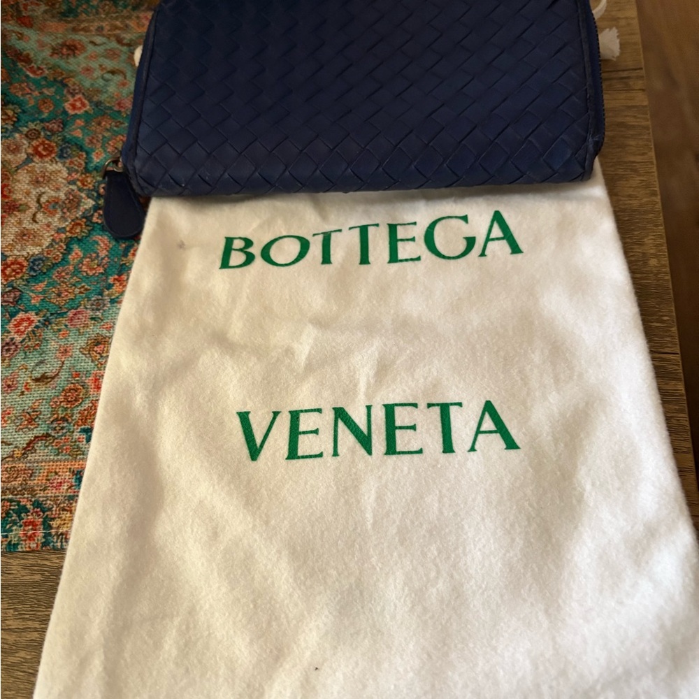 Bottega Veneta Dark Blue Woven Clutch